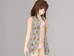 Nanako anime girl pose 2 3D model