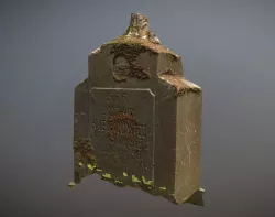 Scanned photorealistic broken tomb stone lacking a cross  Low-poly  3D model