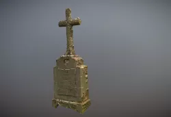 Scanned photorealistic old concrete casted cross imitating wood Low-poly  3D model