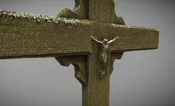 Scanned photorealistic temporary wooden cross  Low-poly  3D model