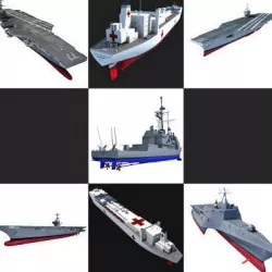 Set of 7 US Navy Ships 3D model