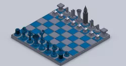 The Architect vs. The mechanical Engineer Chess set