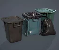 Trash Bag and Containers Low-poly  3D model