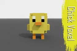 Voxel Chick Low-poly  3D model