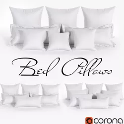 White Bed Pillows 01   3 sets   22 different Pillows  3D model