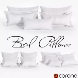 White Bed Pillows 02  3 sets  14 different Pillows 3D model 3D model