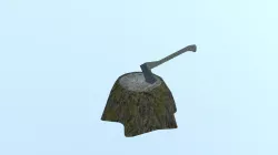 Wooden stump and axe Low-poly  3D model