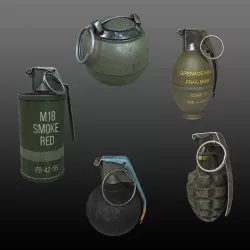 WW2 USA Grenades Collection-1 Low-poly  3D model