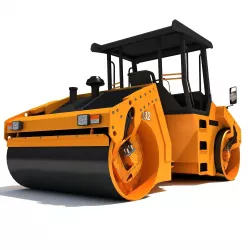 Yellow industrial road roller 3D model