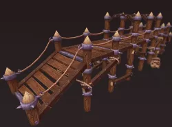Big Wooden Bridge Low-poly  3D model