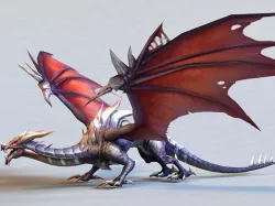 Dark Animated Low-Poly  Dragon Low-poly  3D model