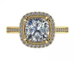 Golden Cushion Cut Ring 3D model