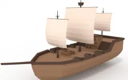 LowPoly Wooden SailShip 1 Low-poly  3D model