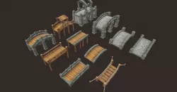 Medieval Bridge Pack 3D model