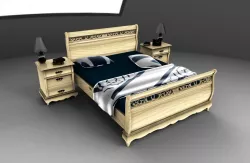 Rustic Bedroom(Double Bed and Bed Side Tables*Detailed parts)