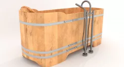 Wooden bath and faucet Low-poly  3D model