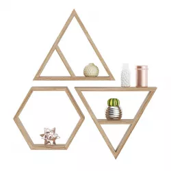 Wooden Wall Shelf with Decorations 3D model