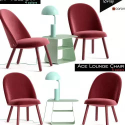 Ace Lounge Chair and Cap Table Lamp Low-poly  3D model