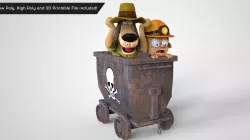 Cartoon Character Mine Car 3D Print and for Games AR VR  Low-poly  3D model