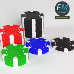 Casino Tokens Stacks 3D model