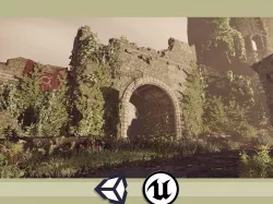 Castle Ruins Environment - PBR Medieval Props and Vegetation Low-poly  3D model