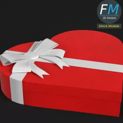 Closed Heart Gift Box 3D model