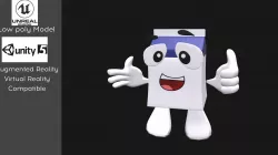  Cute Milk Box Cartoon character low-poly 3D model VR  AR  Low-poly  3D model