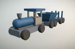 Game Ready Blue Wooden Kids Toy Train Low-poly  3D model