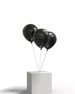 Helium balloons and concrete cube 3D model