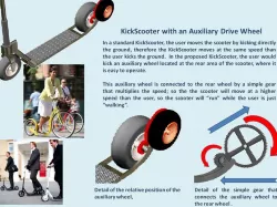 Kick and Go Scooter with Auxiliary Drive Wheel