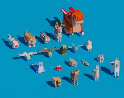 Low Poly Amimals Pack - Cartoon Crossy Road Low-poly  3D model