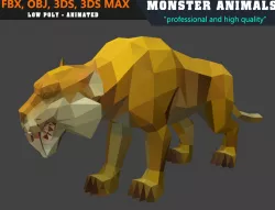 Low Poly Leopard Cartoon Monster 3D Model Animated - Game Ready Low-poly  3D model