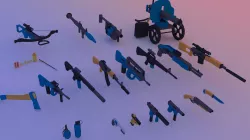 Low poly pack guns - AK-47 -  M16 -   AR15 -  UZI Low-poly  3D model
