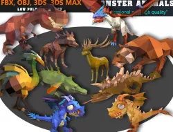 Low Poly Prehistoric Animal Cartoon Collection - Animated Low-poly  3D model