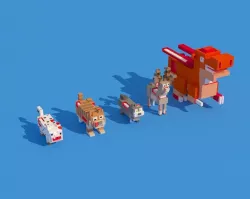 Low Poly Zombie Animals Crossy Road Low-poly  3D model
