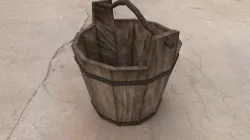 Medieval Wooden Bucket with Metal Handle Low-poly  3D model