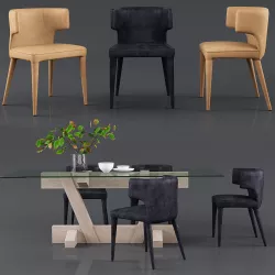 Melrose Dining Chair Zepher Dining Table  3D model