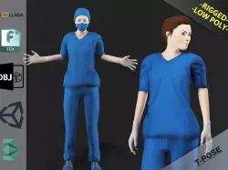 Nurse Woman 1 Low-poly  3D model