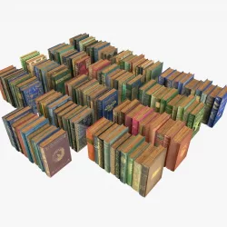 Old Books Collection 4 --- 130 books Low-poly  3D model
