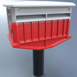 Painted mailbox with a post 3D model