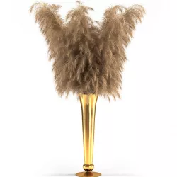 Pampas grass in brass vase 3D model