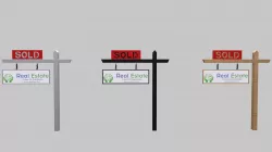 Realistic Signage Real Estate Wooden Sign Board AR VR Unity 3D Low-poly  3D model
