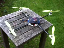 reprapped + carbon fibre quadcopter
