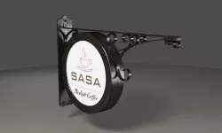 Round illuminated Wrought Iron Sign Board 3D model