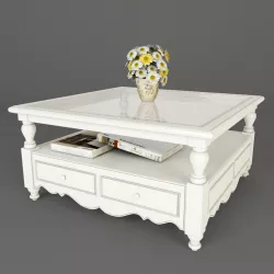 Square coffee table Harmoney vase flowers provence 3D model