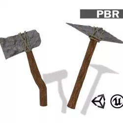 Stone Axe and Pickaxe  Low-poly  3D model