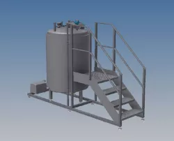 750 litre milk storage tank with skid, pump and steps