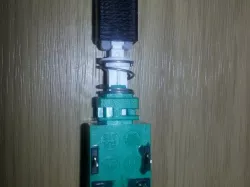Push-on-push-off switch button.