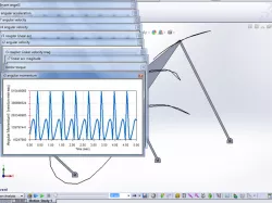 Stephenson III Six-Bar mechanism plus motion study analyses & spreadsheet data