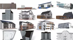12x Secular buildings - 3D Building Models 3D Model Collection